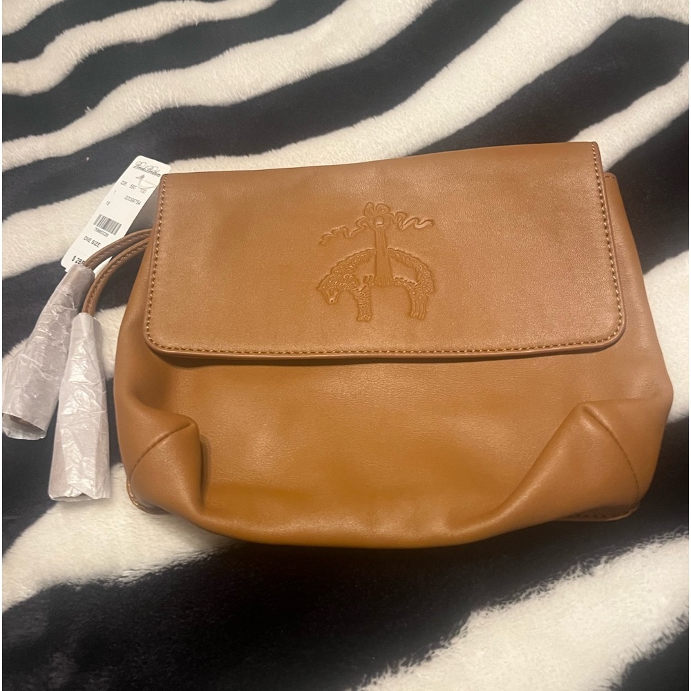 Caramel color clutch. Brooks brother. With fringe